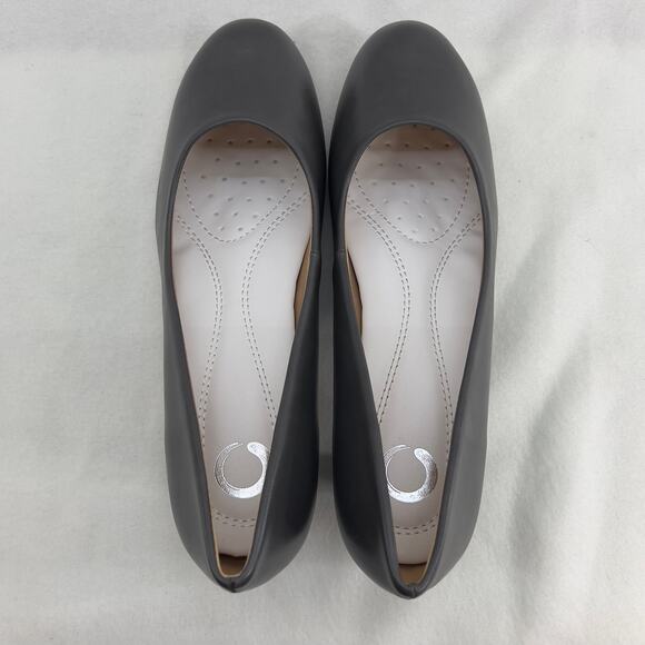 Journee Collection Luu Faux Leather Low Block Heel Pumps-Gray-Women Size 10-NEW - Picture 7 of 11